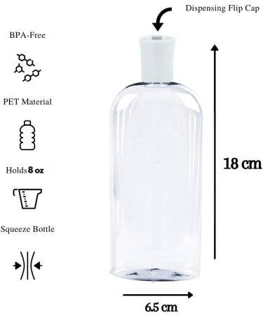 8 oz JND Plastic Squeeze Bottles with Flip Cap - 2 Pack, Leak Proof & Reusable for Travel and Household Use - Ideal for Shampoo, Conditioner, Cleaning Solutions - 473ml - Buy Online on SooperMarket.com