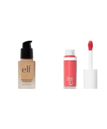 e.l.f. Flawless Finish Foundation Lightweight & Medium Coverage Semi-Matte Finish Vanilla & Camo Liquid Blush Long-Lasting Liquid Blush For High-Pigment Colour Creates A Soft