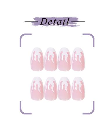 Bmirth Flame Glossy Press on Nails - Long White Coffin False Nails for Women and Girls (Style 3) - Buy Online on SooperMarket.com