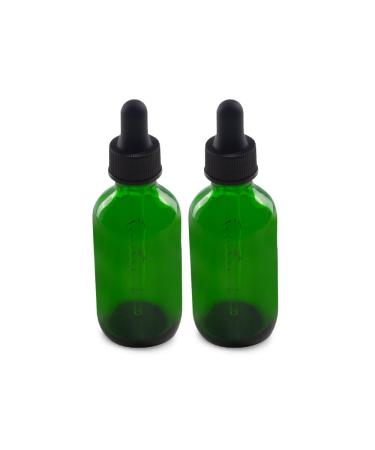 The Bottle Depot - 2 Pack - 2 oz Glass Bottle with Dropper - Green - 20-400 Neck Finish - Boston Round Bottles - Leakproof Essential Oils Bottles 2pk (BK Dropper) Green
