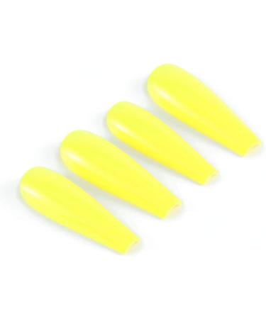 Brishow Coffin False Nails - Long Yellow Stick on Nails for Women and Girls - Buy Online on SooperMarket.com