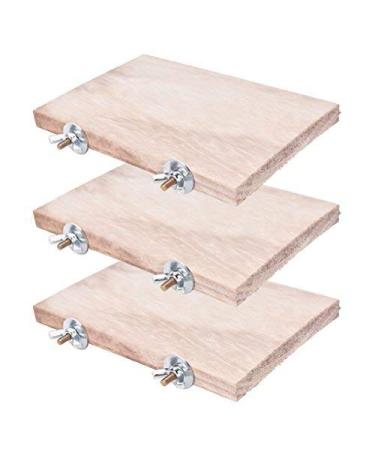 CoscosX 1/3 Pcs Pet Parrot Bird Cage Perches Square Wooden Stand Platform Budgie Toys Bird Tree Perches for Parakeets 3Pcs