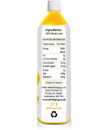 GLUG! 100% Mango Fruit Juice Healthy Juice Drink With No Added Sugar (6X1L) - Buy Online on SooperMarket.com
