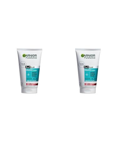 Garnier Pure Active 3in1 Clay Mask-Wash-Scrub 150ml With Clay Eucalyptus & Salicylic Acid Face Cleanser For Oily Skin Packaging May Vary (Pack of 2) 1.2 l (Pack of 2) 3in1 Clay Mask Scrub
