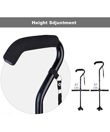 Swan Neck Walking Cane Offset Walking Sticks Double Handle to Help Get up Height Adjustable Collapsible Crutch Mobility Aid for Elderly Men and Women - Buy Online on SooperMarket.com