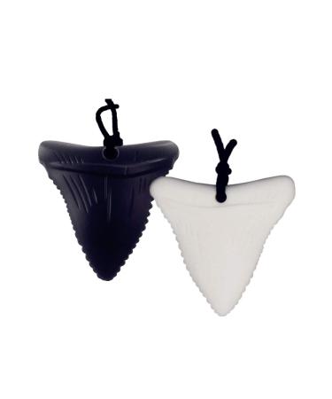 Chewing ring necklace silicone shark tooth shape for adults and small babies soft sensory care tools for autism ADHD and dental children 2 pieces