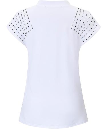 Felisou Women's V-Neck Golf Polo Shirt - Short Sleeve Sport Shirt for Workout - White, Size Medium - Buy Online on SooperMarket.com