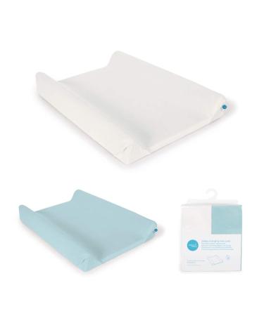 Ceba Baby Cover for changing pads - 2 -Set wrapping coverage for the 2 -wedge wrapping murge 50x70 / 50x80 cm - cover for diaper pad - cotton extra thick and cozy - turquoise + ecru