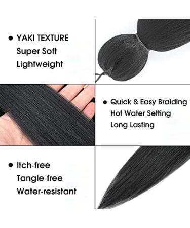 Difunee Pre-stretched Braiding Hair 24 Inch 8 Packs Black Yaki Texture Crochet Hair | Box Braids Hot Water Setting Synthetic Extensions - 1B (Pack of 8) - Buy Online on SooperMarket.com