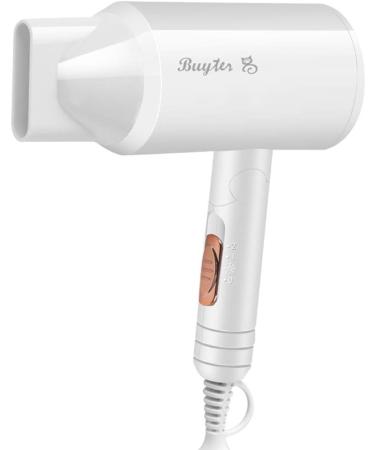 Buyter Blue-Ray Folding Compact Travel Blow Dryer Professional Salon Ionic Low Noise Hair Dryer 3 Heat Settings (White) - Buy Online on SooperMarket.com