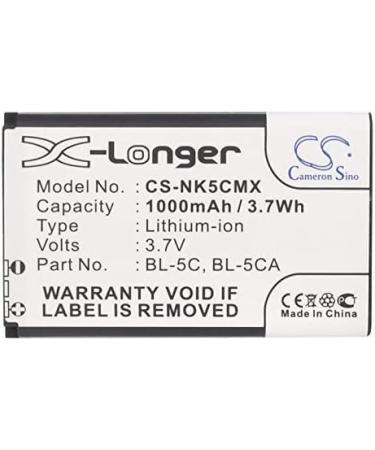 1000mAh Replacement Battery for BL-5C/BL-5CA - Compatible with Nokia Models 3650 3660 6030 & More - Fast International Shipping - Buy Online on SooperMarket.com