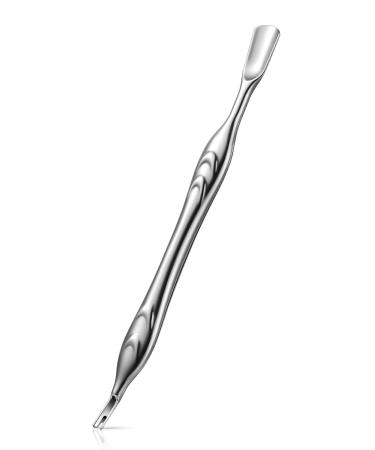 FERYES Cuticle Pusher with Fork 2-in-1 Cuticle Trimmer Nail Care Tool Stainless Steel Cuticle Remover Tool for Manicures and Pedicures - Silver