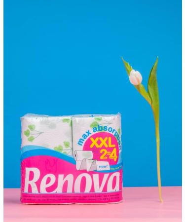 Renova Kitchen Paper - Max Absorption XXL 2-Layer Printed Rolls (2-Pack) - All-Purpose Towels for Home Use - Equivalent to 4 Standard Rolls - Buy Online on SooperMarket.com