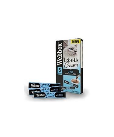 Webbox Lick-e-Lix Cream Liver Sachets Cat Treat 5 x 10g (Pack of 6)