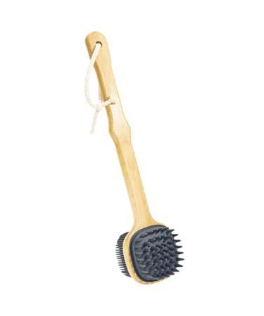 FRCOLOR Loofah Handle Back Scrubber for Bath Body Exfoliator Shower Silicone Brush with Soft and Stiff Bristles Bath Massage Brush Body Brush for Wet or Dry Body Scrub