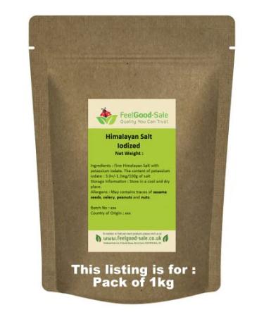 1kg Iodized Pink Himalayan Rose Salt Iodised Fine Grade (Pack Of 1)