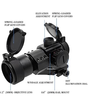 FalconOptics Airsoft Scope 1x30mm Red Dot Sight with Quick-Flip Lens Covers - Black Aluminum Picatinny Sight - Buy Online on SooperMarket.com