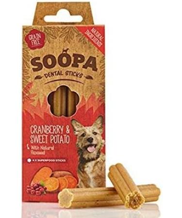 Soopa Cranberry and Sweet Potato Dental Dog Treats Vegan Grain Free Made in Ireland 3 Pack (12 Sticks) Cranberry and Sweet Potato 3 Pack (12 Sticks) - Buy Online on SooperMarket.com