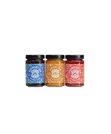 Good Good Assorted Keto-Friendly Jams Pack of 3 - Strawberry, BlueBerry and Apricot Jam - Low Carb, Low-Calorie Vegan Breakfast Options