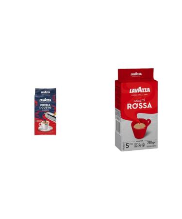 Lavazza Crema e Gusto Arabica and Robusta Dark Roast Ground Coffee 250 g (pack of 8) & Qualita Rossa Arabica and Robusta Medium Roast Ground Coffee 250 g (Pack of 12) Crema e Gusto + Medium Roast Ground Coffee 250 g