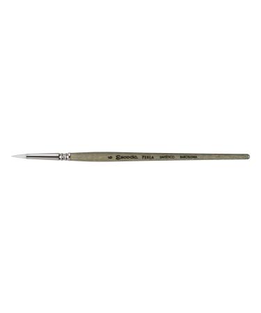 Escoda Perla Series 1435 Artist Watercolor & Acrylic Short Handle Paint Brush, Synthetic White Filament, Short Round, Size 6 Size 6 Short Round