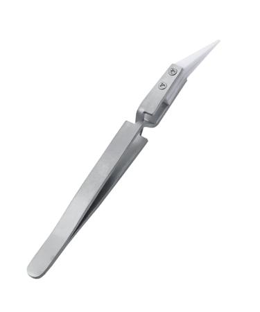 Tweezers Reverse Ceramic Tweezers Electronic Cigarette Heat Conductive Curved Straight Tweezers Precision Tweezers Set (Size : Oblique Head)