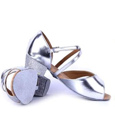 Girls Salsa Dance Shoes - Glitter Latin Tango & Ballroom Shoes for Children | Soft Soles | Size 37 EU | Silver - Buy Online on SooperMarket.com