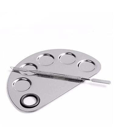 Yimart  Stainless Steel Makeup Palette Cosmetic Five Holes Mixing Pallete Spatula