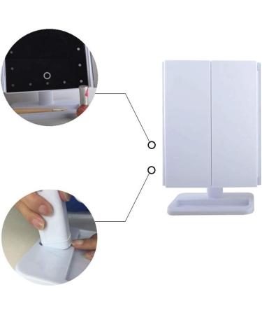 Lighted Trifold Makeup Vanity Mirror with 24 Dimmable LEDs - 1X/2X/3X Magnification for Makeup, Shaving, Dressing Table - Vanity Desk Essential - Buy Online on SooperMarket.com