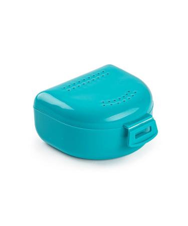 Box for braces bite and dentures - breathable housing with ventilation holes - portable durable and easy to clean - 80 x 80 x 45 mm - tooth bracket made of plastic - light blue.L Himmelblau