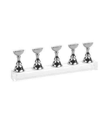 Healeved 2 Sets Nail Art Accessories Crystals for Nails Nail Polish Tips Stand Tool Stand Nail Practice Stand Nail Tips Holder Fake Nail Holder Nail Art Tip Display Base Frame Magnet 2.5*1cm Silver