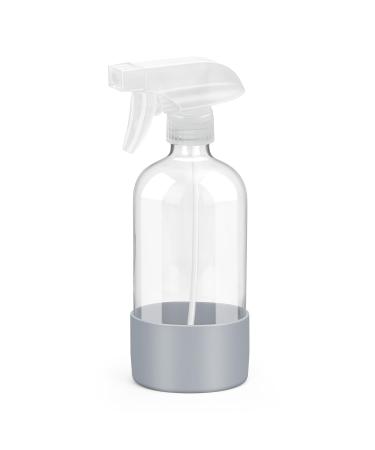 Rionisor Glass Spray Bottles with Silicone Sleeve Protection Empty 16 oz Refiilable Containers Reusable Spray Bottles with Adjustable Nozzle for Hair Cleaning Solutions Essential Oils 1 Pack Grey 1 Pack Green grey