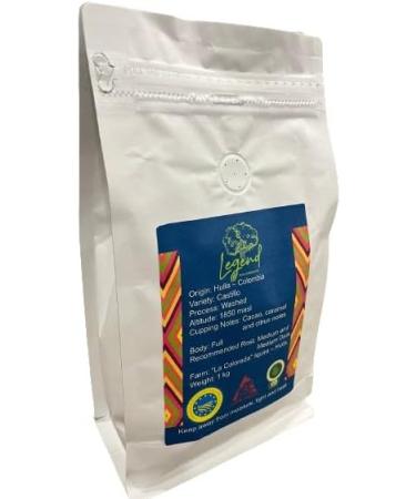 Legend Special Colombian Coffee | Unroasted Green Beans | 100% Organic | Green (raw) | Altitude 1850 MASL Huila - Colombia | Process Washed | Selective Harvesting| 1 Kg - Buy Online on SooperMarket.com