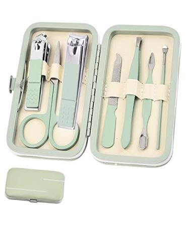 Nail Clippers Set Professional Manicure Kit for Men Women Teens Stainless Steel Nail Care Tools with Mini Luxury Travel Green Case Gifts for Business Partners Family Friends Mint Green