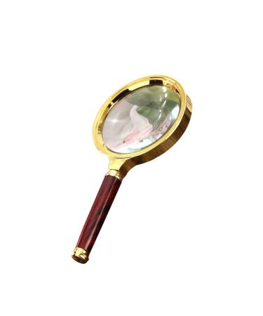 70mm 10X Handheld Magnifying Glass Shatterproof Reading Magnifier Real Glass Magnifying Lens with Imitation Mahogany Handle for Science Reading Book Inspection