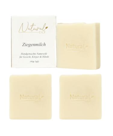 3x natural cilt goat milk soap - 100% natural soap - without questionable ingredients - certified - handmade - shower soap for all skin types - shower gel - Natural food metics goat milk 100 g (3 pack)