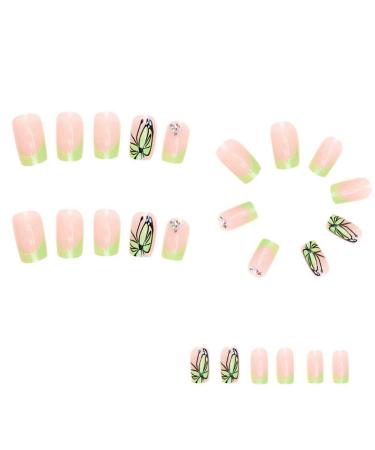 sunroot French Butterfly False Nails Long Coffin Nail Tip Detachable Press on Nails DIY Manicure ABS