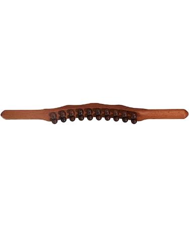 Ergonomic Two-Row Trigger Point Massager with 20 Beads - Portable Wood Gua Sha Stick for Neck Shoulders Arms & Legs | Carbonized Beech - Buy Online on SooperMarket.com