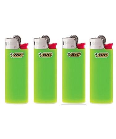 LOT OF 4 BIC MINI LIME GREEN LIGHTERS NEW