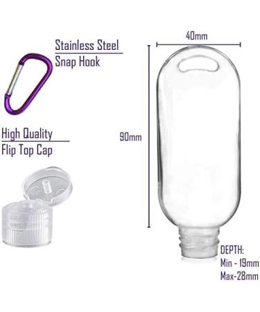 50 Pack 50ml Travel Plastic Keychain Bottles - Portable Leakproof Squeeze Containers for Lotion and Soap - Refillable Empty Bottles - $0.89/count - Buy Online on SooperMarket.com