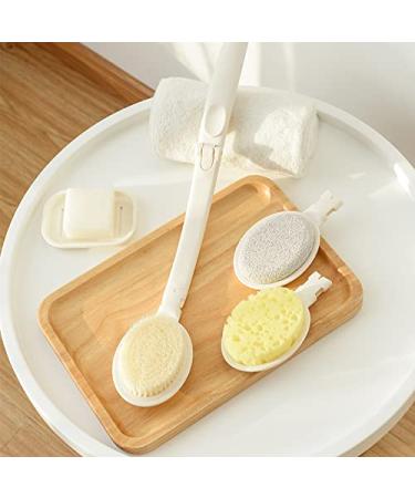 LFJ 3-in-1 Back Bath Brush Set - Long Handle Body Brush, Bath Sponge, Pumice - Gentle Exfoliation for Improved Skin Health - Men and Women - Nylon Soft Brush - Buy Online on SooperMarket.com