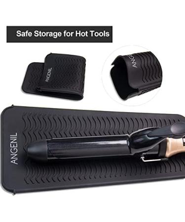 ANGENIL Silicone Heat Resistant Travel Mat Pouch for Hair Straightener and Curling Iron - Professional Hair Tools Holder, Black - Buy Online on SooperMarket.com