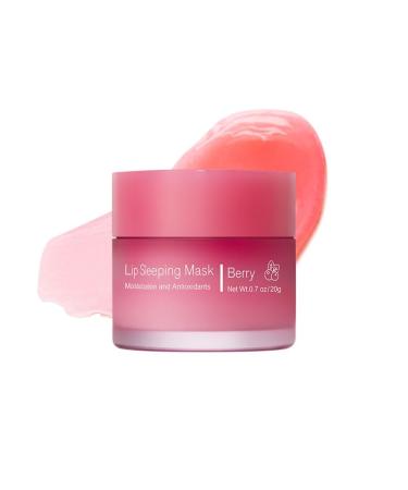 Ofanyia Lip Sleeping Mask Reduce Lip Wrinkle Line Day and Night Repair Lip Balm for Dry Chapped Cracked Dry Lips Moisturizing & Hydrating Lip Mask for Women Men (Berry)