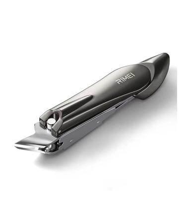 RIMEI Slanted Edge Nail Cutting Clipper with Catcher Pedicure Manicure Tool Slanted Tip Cuticle Nail Clipper Cutter Nail Clipper Cutter Pedicure Manicure Tool (Black)