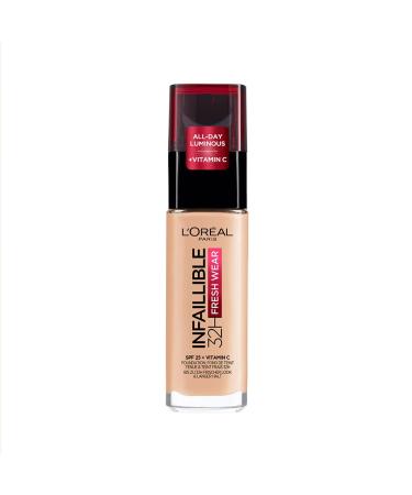 L'Or al Paris Make up waterproof and long-lasting liquid foundation with LSF 25 Infaillible 32h Fresh Wear Make-up No. 180 Rose Sand 30 ml