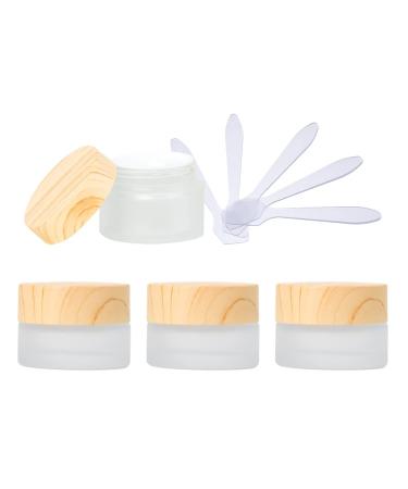Zeoabsy 4 pieces empty matt transparent glass cream cans 5ml with lid matt glass screw lid Glass insert screw box glass dose of ointment puts cosmetic can for gels creams