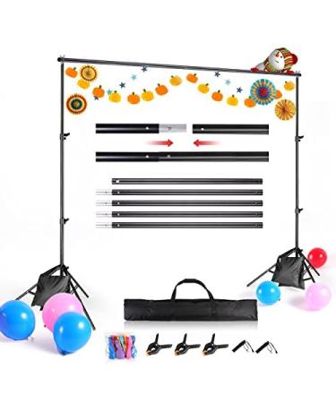Backdrop Stand 6.5x10ft, ZBWW Photo Video Studio Adjustable Backdrop Stand for Parties, Wedding, Photography, Advertising Display with 12 pcs Balloons Update Version 6.5*10ft with Balloons
