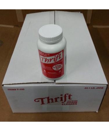 Alkaline Based Drain Cleaner - Thrift Drain Cleaner Case of 24 1Lb Granular - Thrift T-100 by Thrift