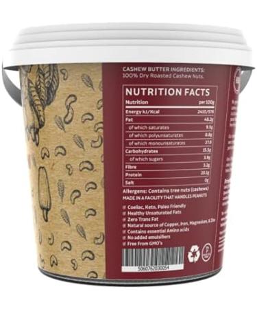 Prime Earth - Crunchy Cashew Nut Butter - 1kg - Zero Emulsifier Oil Salt or Sugar - Made With 100% Cashew Nuts - Vegan Keto & Paleo Friendly - Produced in Small Batches - Made in the UK - Buy Online on SooperMarket.com