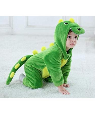 Alltops Baby Toddler Cartoon Dinosaur Jumpsuit Romper | Flannel Animal Pajamas Onesie | Green Dinosaur 18-24 Months - Buy Online on SooperMarket.com